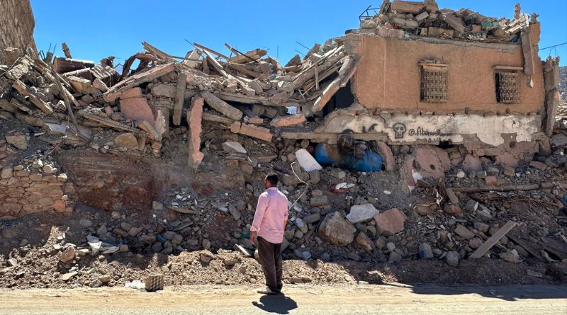 A Moroccan looking at his destroyed house Morocco Earthquake